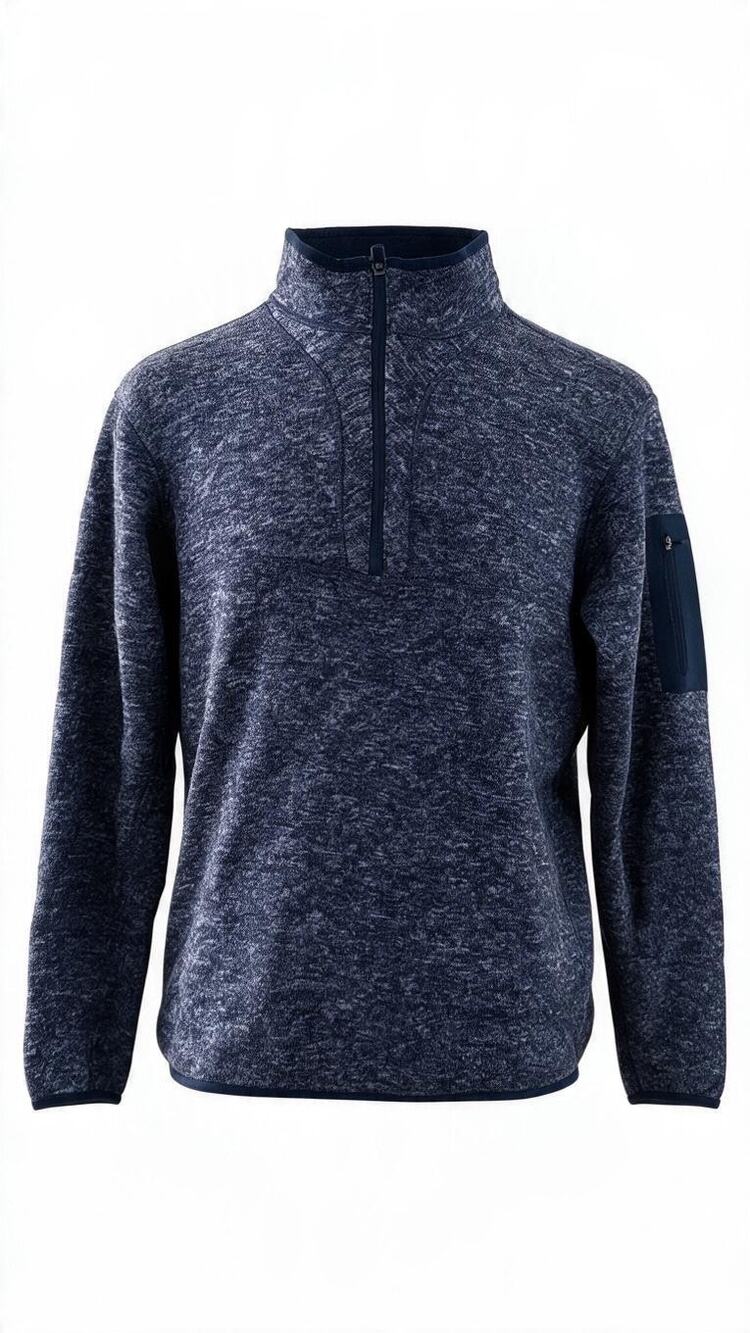 Antigua Men Blue & White Quarter Zip Long Sleeve Pullover Fleece Sweater Size XL